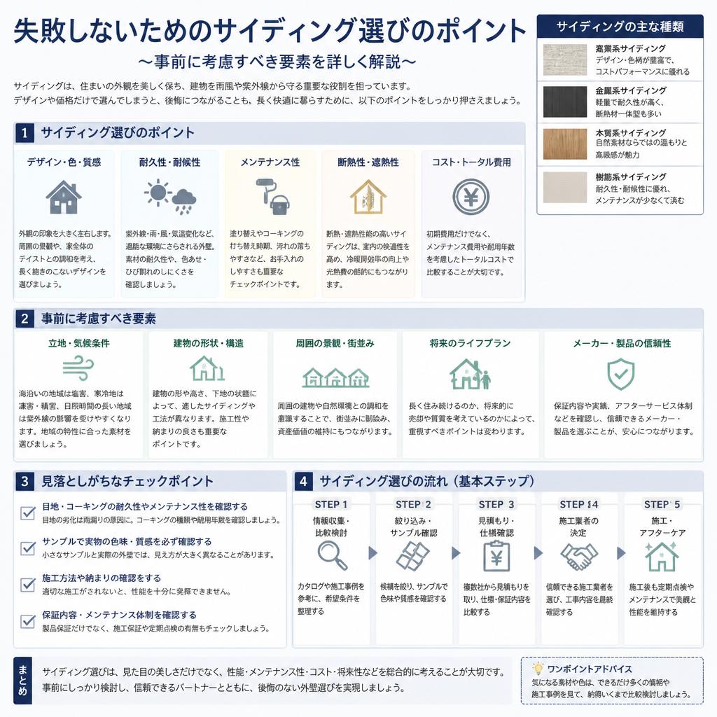 5. サイディング選びで失敗しないためのポイント