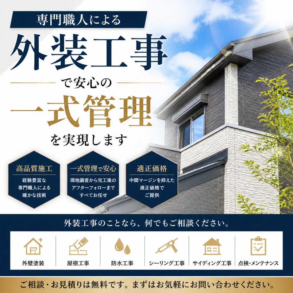 専門職人による外装工事で安心の一式管理を実現します